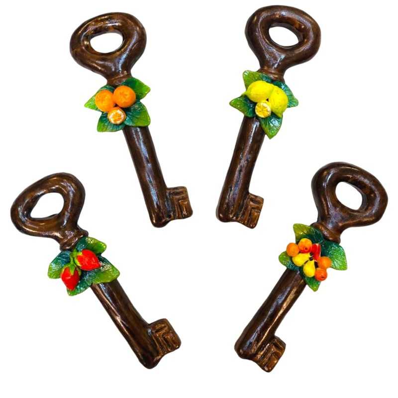 Key of St. Peter in Sicilian ceramic handmade with fruit applications - Height about 25cm - 