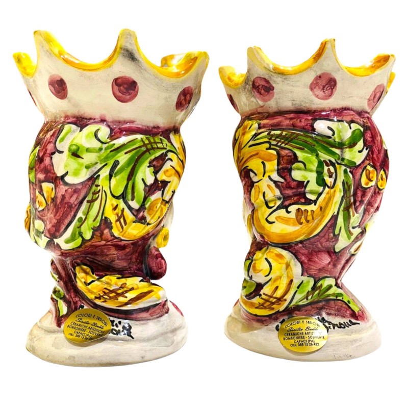 Têtes de lande siciliennes (paire) h environ 15 cm Céramique Caltagirone Modèle ELISABETH - 