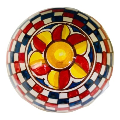 Caltagirone ceramic egg with Sicilian Cart style decoration - height about 22 cm - 