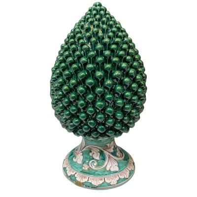 Siciliansk tallkotte höjd 40 cm i fin Caltagirone-keramik, ärgfärgad med dekorerad bas - 