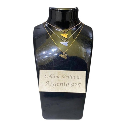 Halskette aus 925er Silber mit SICILIA-Anhänger 1,5 cm, glattes Modell -  2