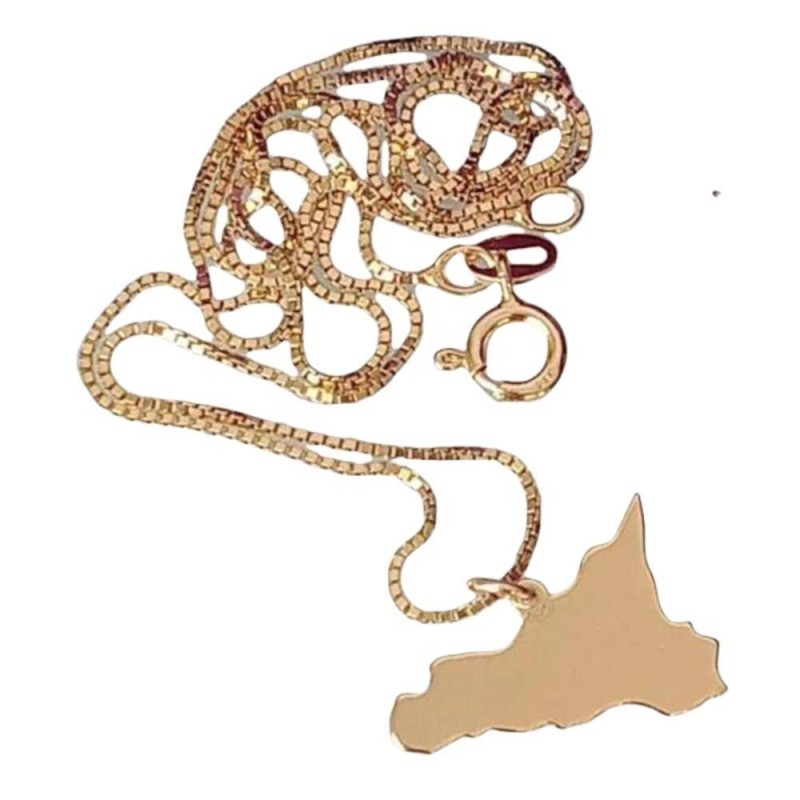 Collier ras de cou en Argent 925 avec pendentif SICILIA 1,5 cm, modèle Lisse - 