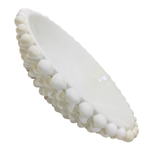 Pigna centrepiece, fruit bowl in fine Caltagirone ceramic, pure white color - Diameter 40 cm - 