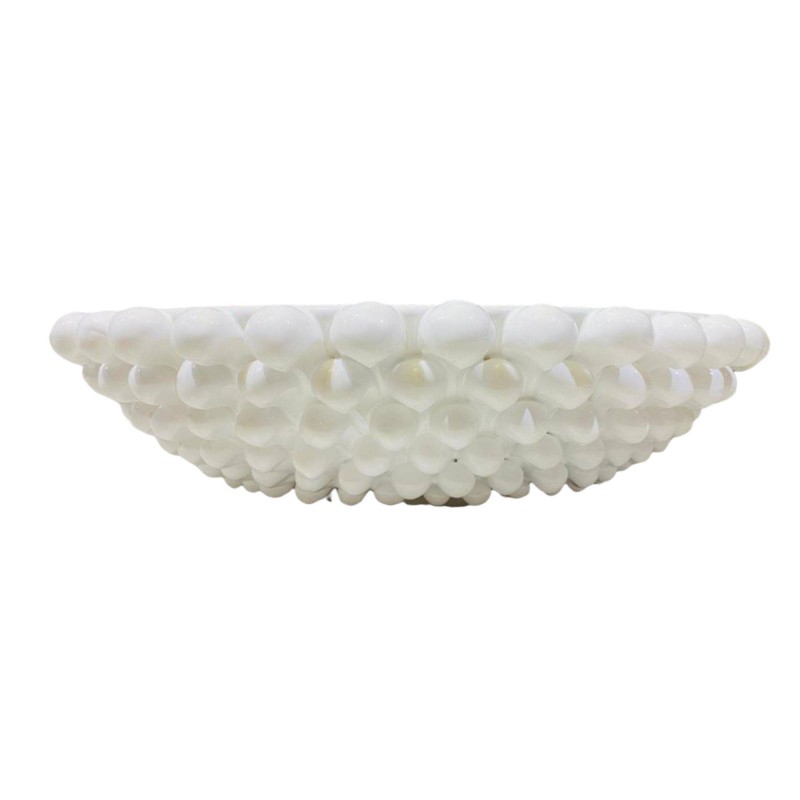 Pigna centrepiece, fruit bowl in fine Caltagirone ceramic, pure white color - Diameter 40 cm - 