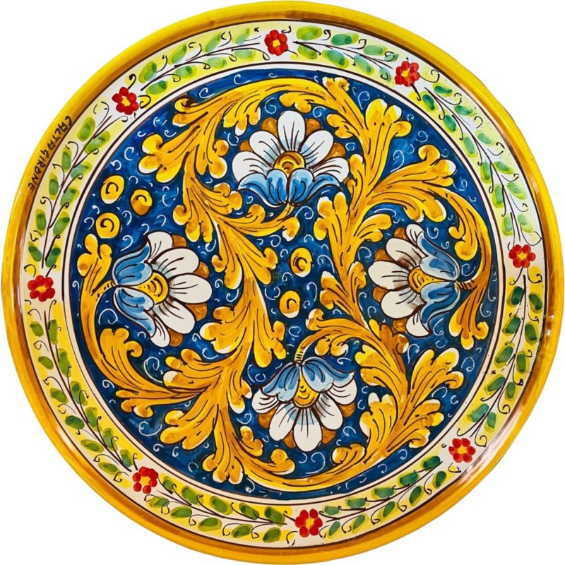 Sizilianischer Keramik-Zierteller – Ø ca. 45 cm Barockstil und Blumen - 