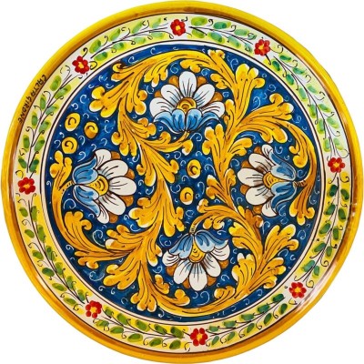 Plato ornamental de estilo barroco y flores hecho y decorado a mano - diámetro 45 cm - 