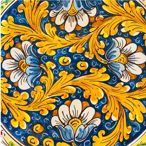 Assiette ornementale en céramique sicilienne - Ø environ 45 cm Style baroque et fleurs réalisées -  2