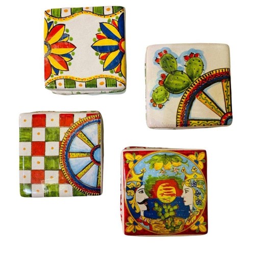 Keramisk låda tillgänglig i olika sorterade sicilianska dekorationer - cm 5 (1 pc) -  2