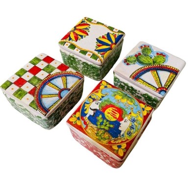 Ceramische doos beschikbaar in verschillende aangepaste Siciliaanse versieringen - cm 51 pc - 
