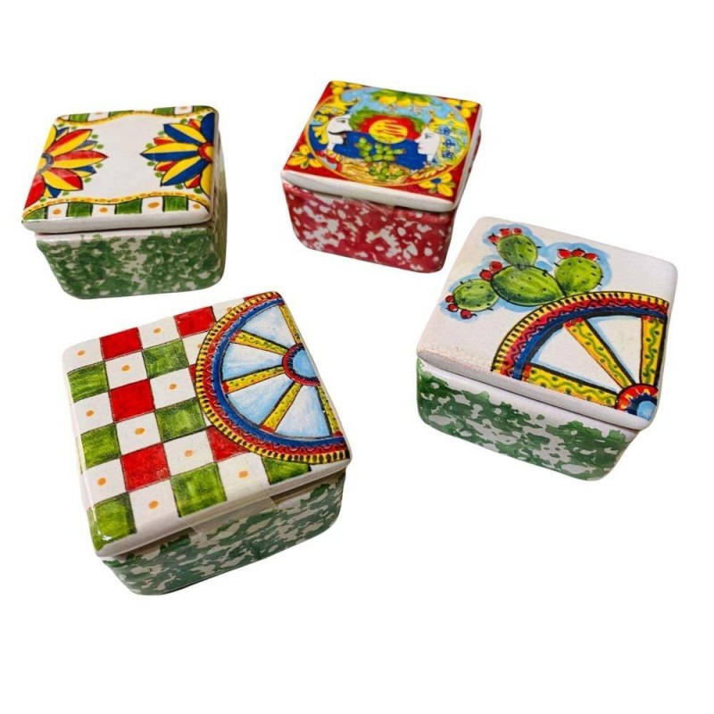 Ceramische doos beschikbaar in verschillende aangepaste Siciliaanse versieringen - cm 51 pc - 