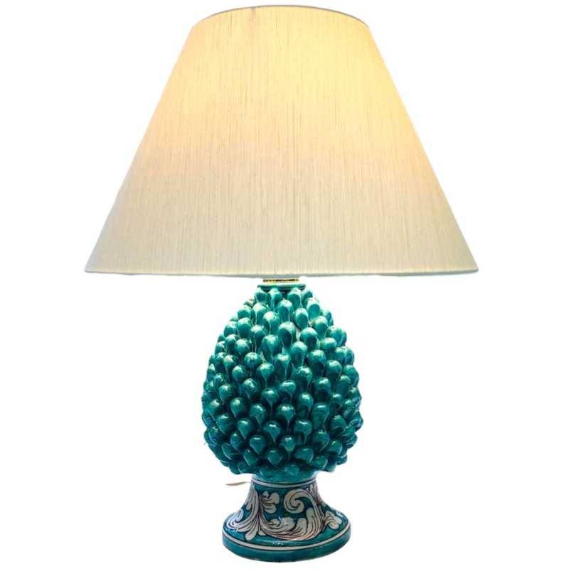 Lamp Pigna Siciliana verdigris color and ornate Baroque White - height about 50 cm - 