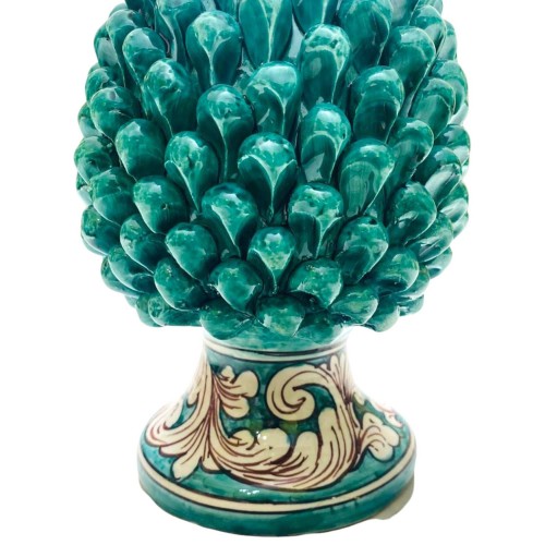 Lámpara Pigna Siciliana color cardenillo y ornamentado Blanco Barroco - altura unos 50 cm -  2