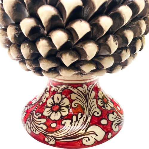 Lume Pigna Bianco antica e Rosso, keramica di Caltagirone, Height approx. 55 cm -  2