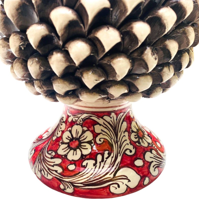 Lume Pigna Bianco antica e Rosso, ceramica di Caltagirone - Höjd ca. 55cm - 