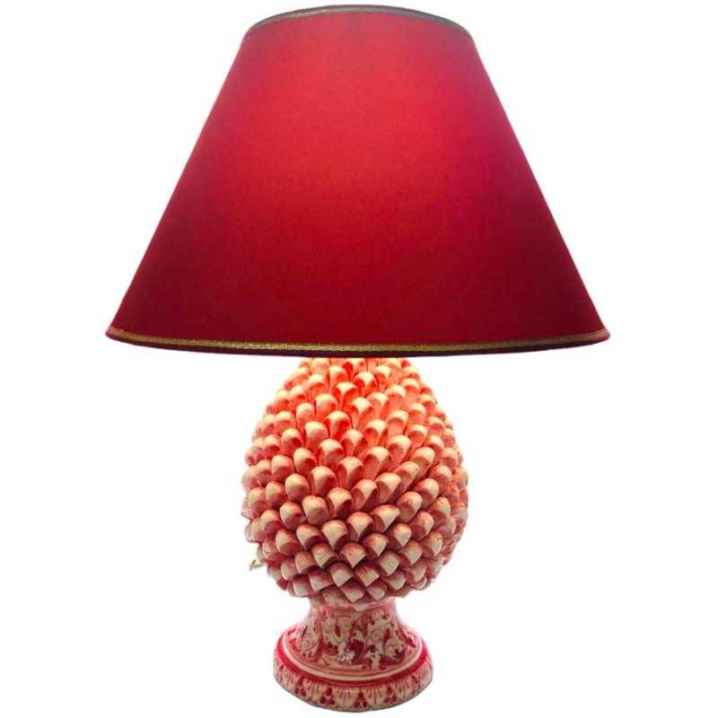 Tannenzapfenlampe aus Caltagirone-Keramik – H ca. 55 cm Bordeaux- und Barockstamm - 