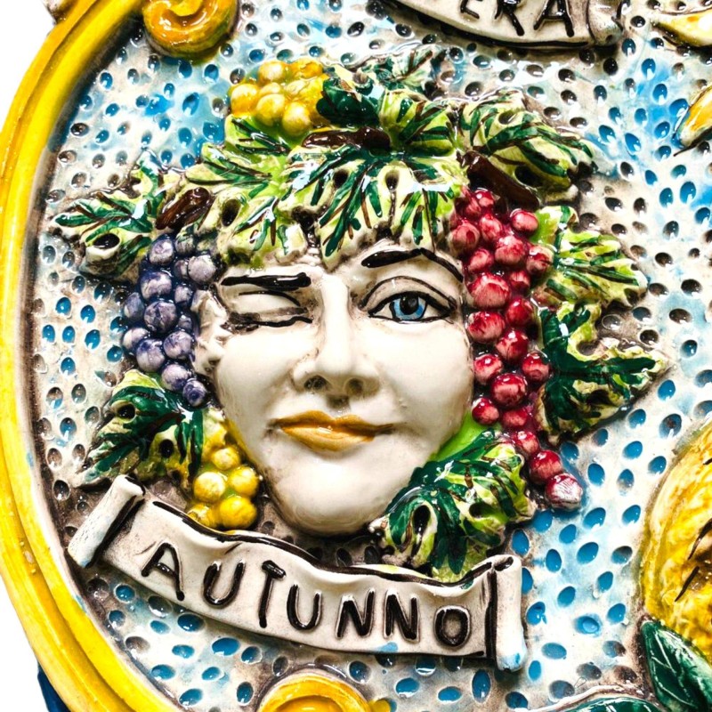 Panel vertegenwoordigt de 4 Seasons, keramiek van Caltagirone met opluchting - 45x35cm - 