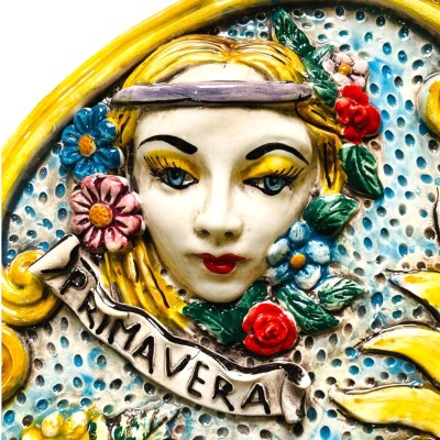 Panel vertegenwoordigt de 4 Seasons, keramiek van Caltagirone met opluchting - 45x35cm - 