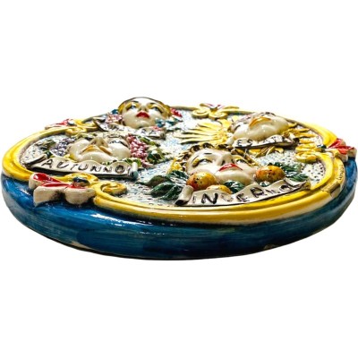 Panel vertegenwoordigt de 4 Seasons, keramiek van Caltagirone met opluchting - 45x35cm - 