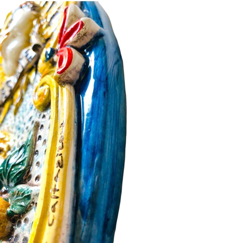 Panel vertegenwoordigt de 4 Seasons, keramiek van Caltagirone met opluchting - 45x35cm - 