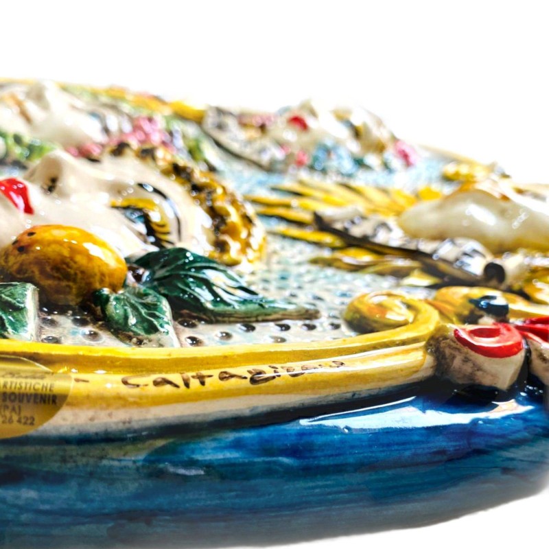 Panel vertegenwoordigt de 4 Seasons, keramiek van Caltagirone met opluchting - 45x35cm - 