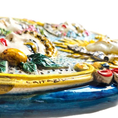 Panel vertegenwoordigt de 4 Seasons, keramiek van Caltagirone met opluchting - 45x35cm - 