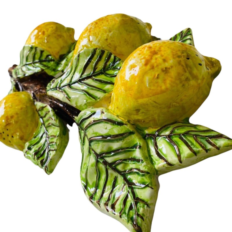 Bouquet de citrons en céramique fine de Caltagirone - h 40 x 20 cm environ. - 