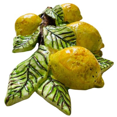Cacho de Limões em preciosa cerâmica Caltagirone - Mede cerca de h 40x20 cm - 
