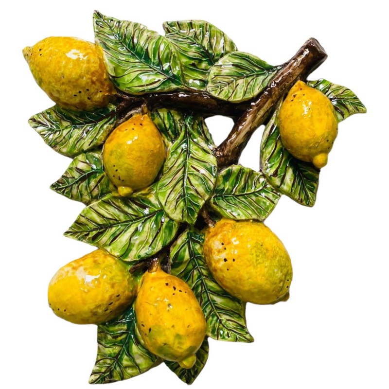 Bouquet de citrons en céramique fine de Caltagirone - Grand modèle, mesure environ h 45x38 cm - 