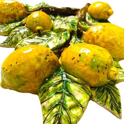 Bouquet de citrons en céramique fine de Caltagirone - Grand modèle, mesure environ h 45x38 cm - 