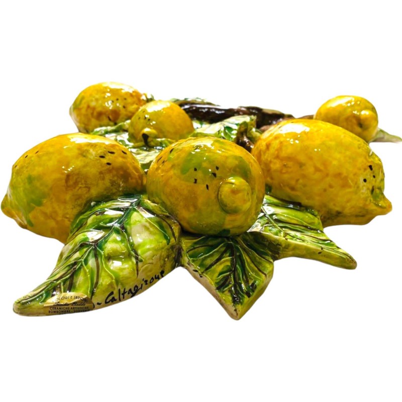 Bouquet de citrons en céramique fine de Caltagirone - Grand modèle, mesure environ h 45x38 cm - 