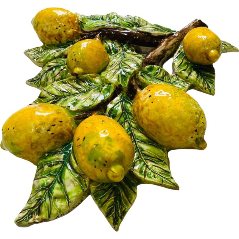 Bunch of Lemons in fine Caltagirone ceramic - Large model, Measures approx. h 45x38 cm - 