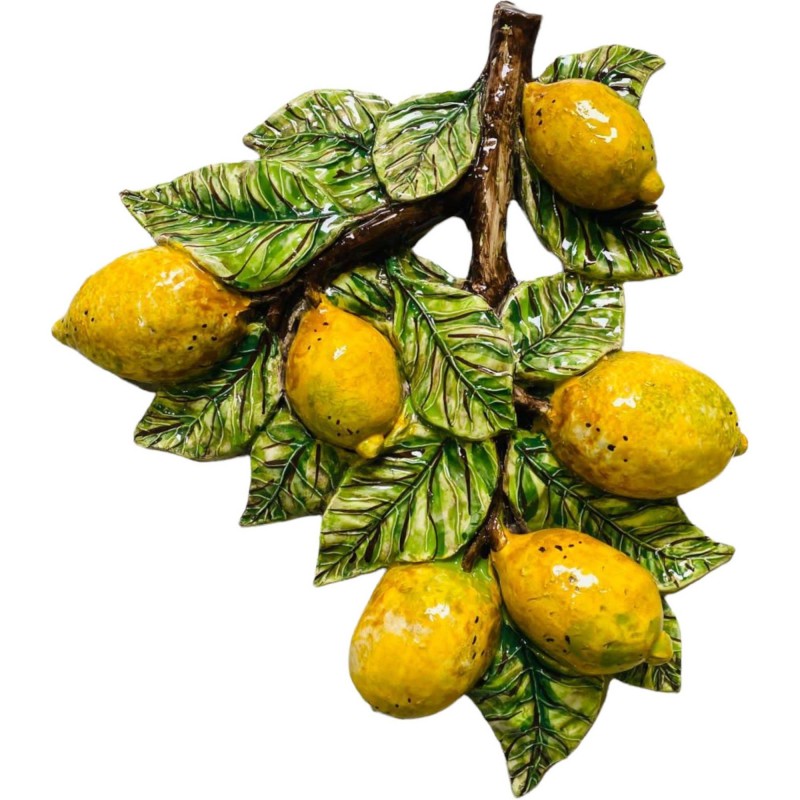 Bouquet de citrons en céramique fine de Caltagirone - Grand modèle, mesure environ h 45x38 cm - 