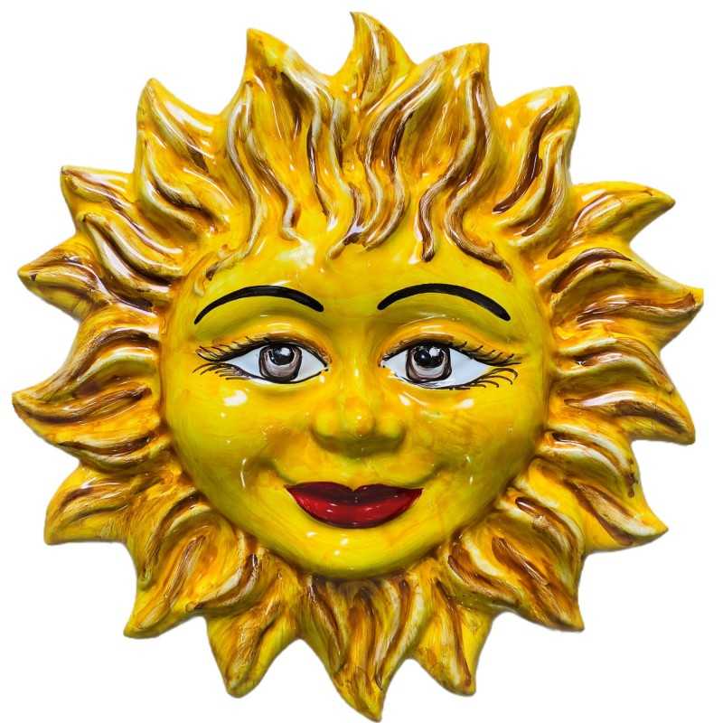 Sole con raggi in ceramica siciliana diametro circa 33 cm - 