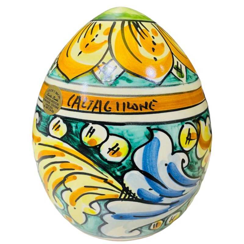 Jaja cerata z Caltagirone baroque dekoracja tła Verderame – wysokość 15 cm - 