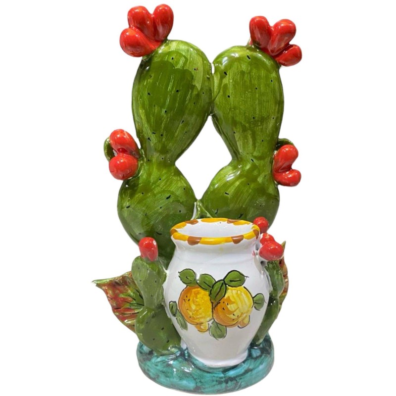 Composición de hojas de tuna con tarro - altura 20 cm - 
