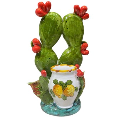 Composição Pás de figo da Índia com pote - altura 20 cm - 