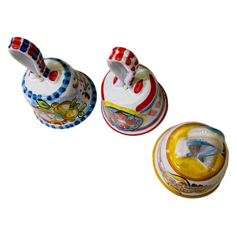 Hand-decorated Caltagirone ceramic bell, Sicilian theme - Height about 10cm, random decoration (1 pc) - 