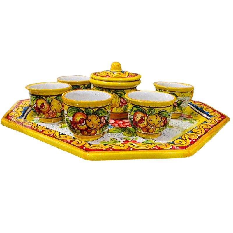 Coffee service dla 6 osób ceramicznych z Caltagirone dekoracja Fruit i baroque - 