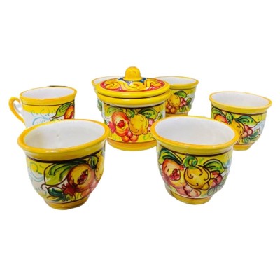 Coffee service dla 6 osób ceramicznych z Caltagirone dekoracja Fruit i baroque - 