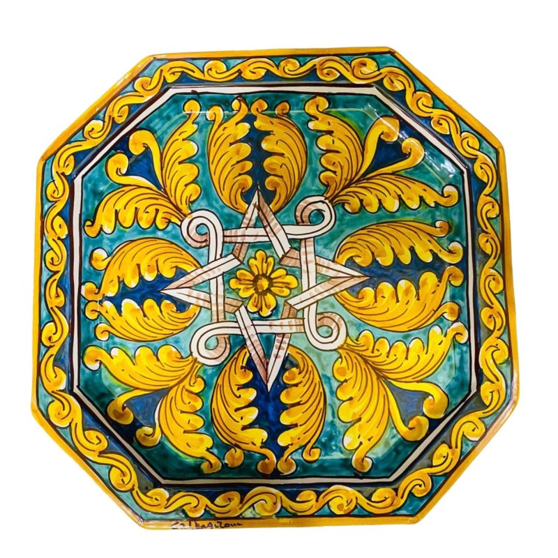 Servicio de café para 6 personas en cerámica Caltagirone Decoración barroca y geométrica ornamentada - 