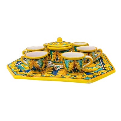 Coffee jest serwisem dla 6 ceramicznych osób z dekoracji Caltagirone i Ornate Ornate - 