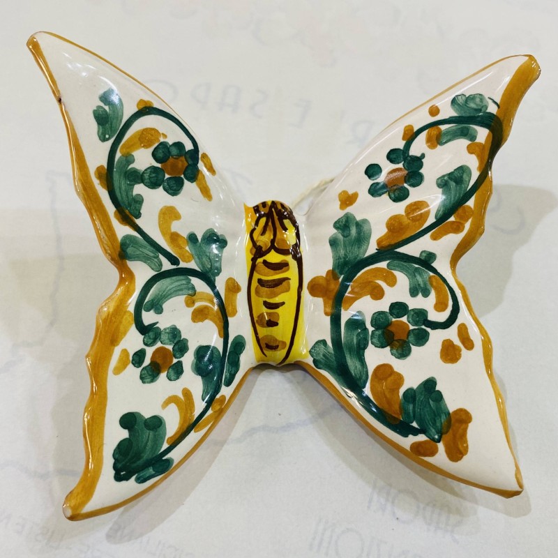 Papillon suspendu en céramique Caltagirone décoré à la main, disponible en 5 décorations, 7 cm (1 pc) - 