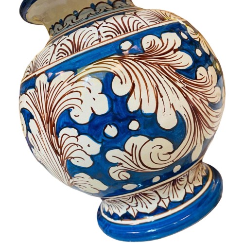 Caltagirone-Keramiklampe mit barockem Dekor auf antikblauem Hintergrund, Höhe 55 cm -  2