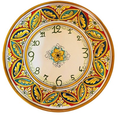 Caltagirone-Keramikuhr - Ø ca. 45 cm Komplett mit Ausrüstung, Palermo-Dekoration - 