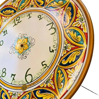 Caltagirone-Keramikuhr - Ø ca. 45 cm Komplett mit Ausrüstung, Palermo-Dekoration - 
