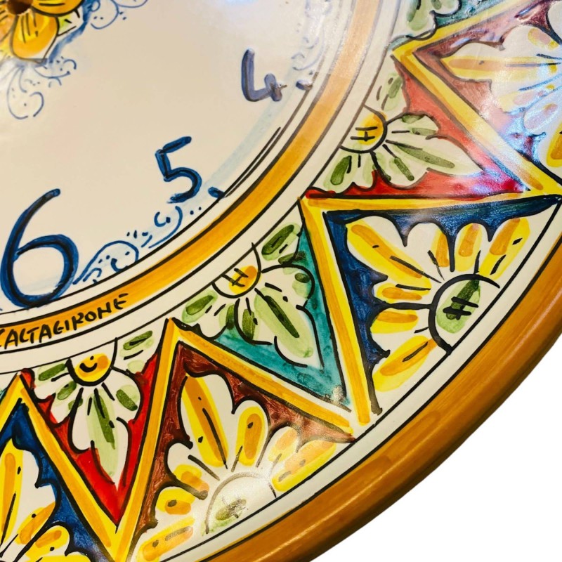 Caltagirone-Keramikuhr - Ø ca. 45 cm Komplett mit Ausrüstung – Palermo-Dekoration - 
