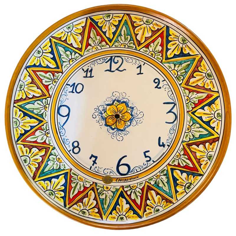 Orologio in ceramica Caltagirone - Ø 45 cm ca. Completo di Ingranaggio - decoro Palermo - 