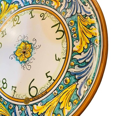 Reloj de cerámica Caltagirone - Ø 45 cm aprox. Completo con Ingranaggio, decoración barroca cardenillo - 