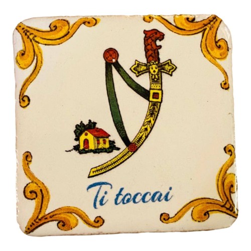 Ímã de tijolo, cerâmica siciliana, C 5 x 5 cm aprox. (1 unidade) coleção de ases de cartas sicilianas -  2