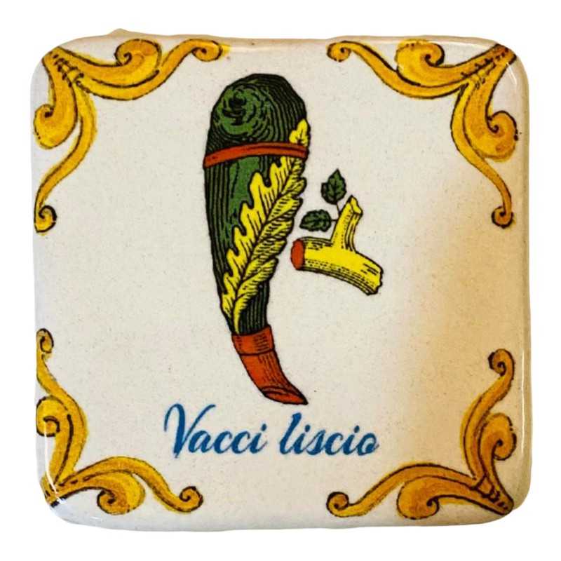 Aimant en brique en céramique sicilienne, collection Cartes Siciliennes Axes, Dimensions 5x5 cm (1pc) - 